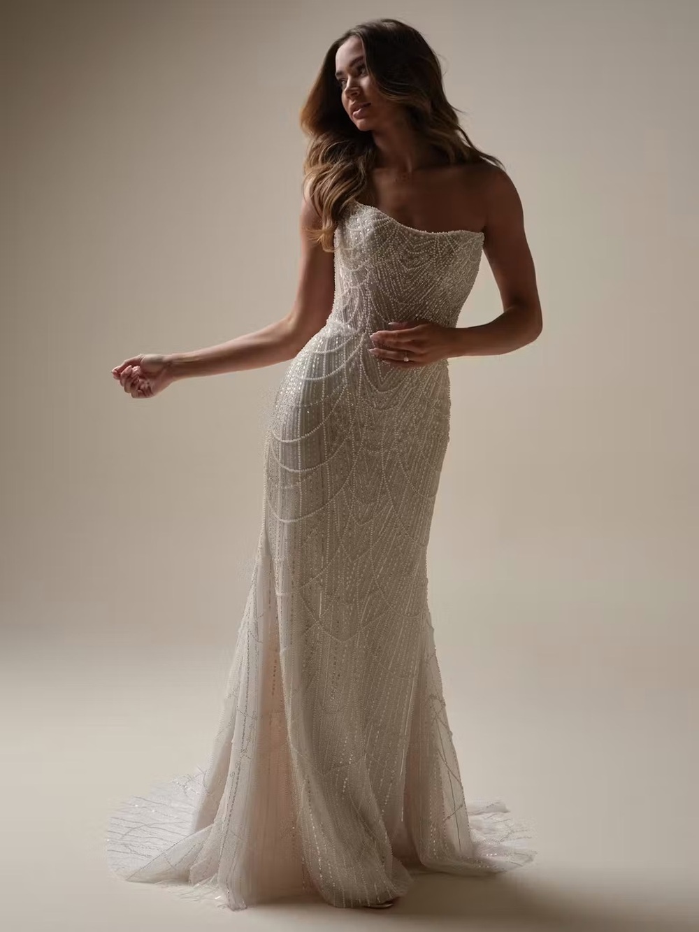 Maggie Sottero Strapless Beaded Wedding Gown in Ivory
